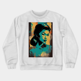 Vintage asian woman in pop-art style Crewneck Sweatshirt